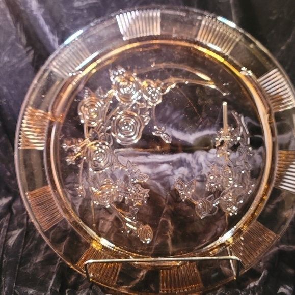 0187. Vintage ~ Federal Glass Co.~ Footed 11.5" Cake 🎂 Plate ~ Cabbage Rose 🌹 - Picture 8 of 16